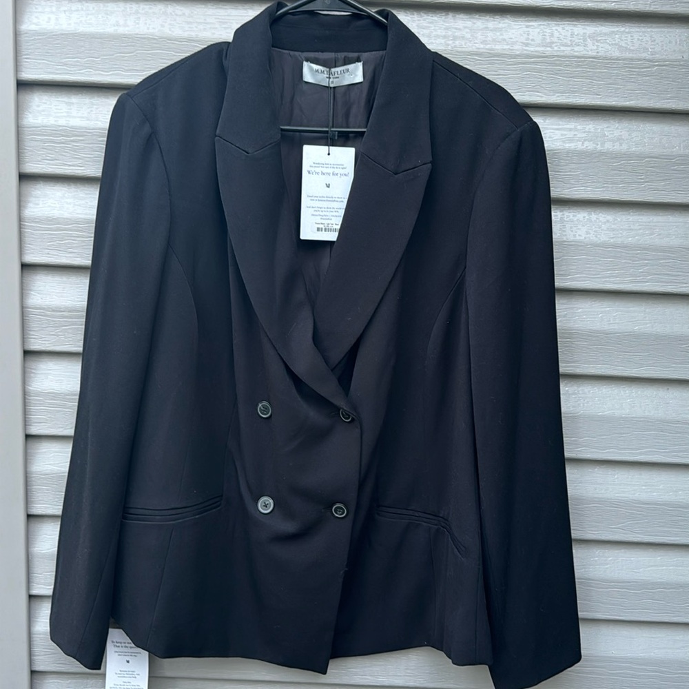 MM. Lafleur Roxane Light Twill Jacket Black double Breasted  Button Women's 2X